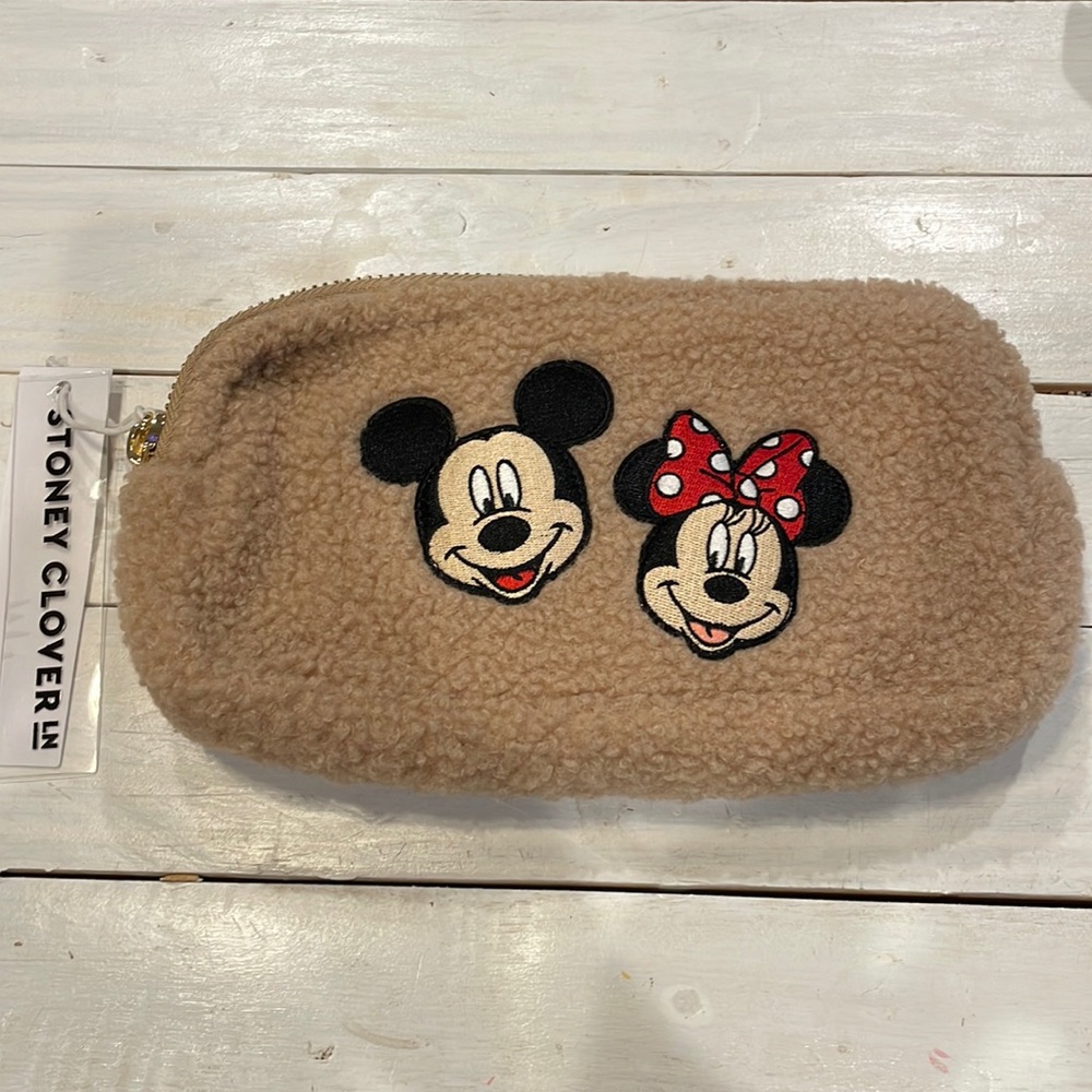Stoney Clover Lane SCL Fable Mickey Minnie Cozy Sherpa Hazelnut Small Pouch